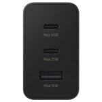Φορτιστής Ταξιδίου Samsung T6530NBE Trio 2 x USB-C + USB PD3.0 65W 3A Μαύρος - Image 4