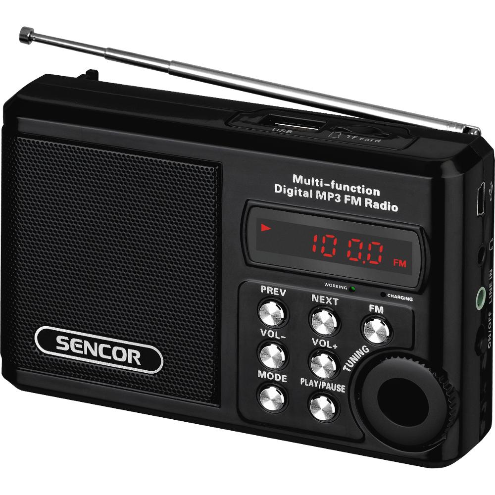 41438 Φορητό Ραδιόφωνο FM/ZW/SW με USB, Micro SD, MP3, 3,5mm 2W Sencor SRD 215 B Μαύρο - Image 1
