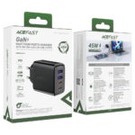 Φορτιστής Ταξιδίου Acefast A61 Fast Charging με 2xUSB-C + 2xUSB-A PD45W GaN Μαύρο - Image 2