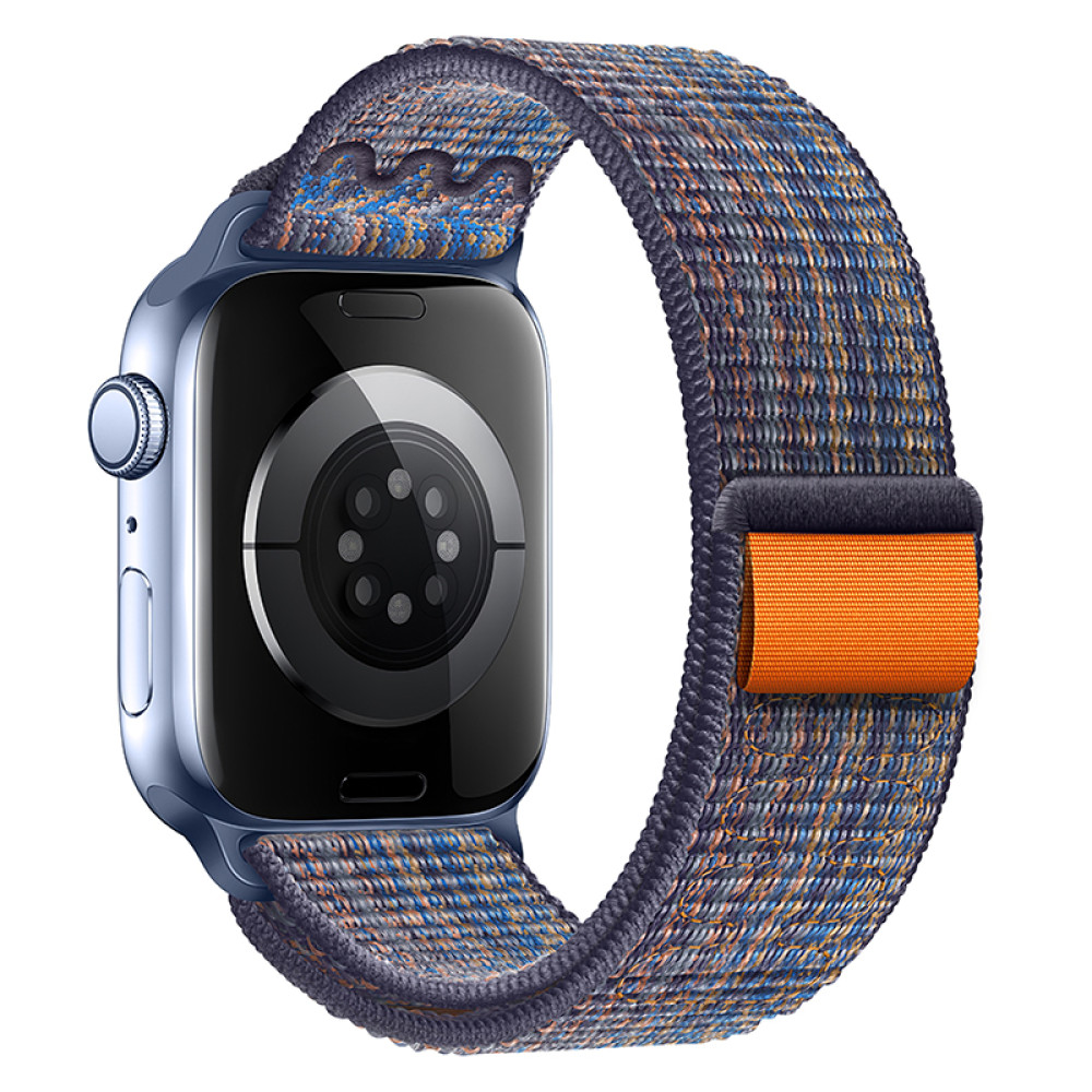 45218 Watchband Hoco WA25 38/40/41mm Nylon Strap για Apple Watch series 1/2/3/4/5/6/7/8/9/SE/SE2 Royal Blue and Orange - Image 1