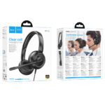Ακουστικά Stereo Hoco W112 Pure 3.5mm Κατάλληλα για Κλήσεις ή Τηλεφωνικο Κέντρο με Μικρόφωνο 1.8m Μαύρα - Image 2