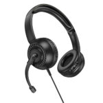 Ακουστικά Stereo Hoco W112 Pure 3.5mm Κατάλληλα για Κλήσεις ή Τηλεφωνικο Κέντρο με Μικρόφωνο 1.8m Μαύρα - Image 3