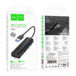 USB Hub Hoco HB42 USB σε 3 x USB 3.0 και RJ45  με Λειτουργία Μεταφοράς Δεδομένων 1000Mbps 0.2m Μαύρο - Image 2