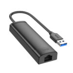 USB Hub Hoco HB42 USB σε 3 x USB 3.0 και RJ45  με Λειτουργία Μεταφοράς Δεδομένων 1000Mbps 0.2m Μαύρο - Image 3