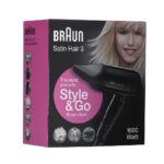 Σεσουάρ Μαλλιών Braun HD350 Satin Hair 3 Style & Go 1600W με 2 Επίπεδα Θέρμανσης Μαύρο - Image 2