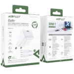 Φορτιστής Ταξιδίου Acefast A77 Mini Fast Charging 1xUSB-C PD30W QC3.0 GaN Λευκός + Καλώδιο USB-C σε USB-C - Image 2