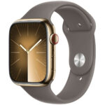 Apple Watch Series 9 45mm GPS NFC IP6X Stainless Steel Case Gold με Clay Sport Band
