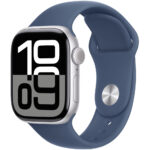 Apple Watch Series 10 Aluminum 42mm GPS NFC IP6X  Aluminum Case Silver με Sport Band Denim