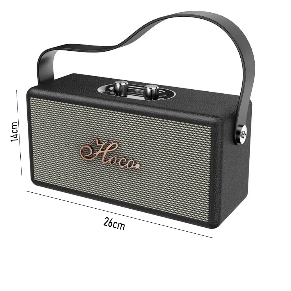 51364 Φορητό Ηχείο Hoco. DS61 Rhyme Retro Leather 14W BT V5.3 SD CARD AUX USB και FM Ραδιόφωνο 2400mAh Black - Image 1
