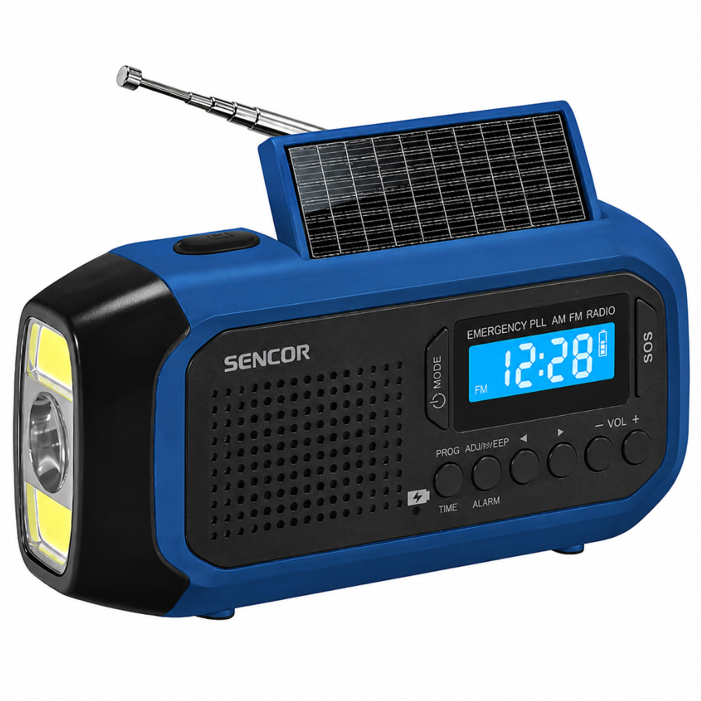 52704 Ραδιόφωνο Camping Ηλιάκο Sencor SRD 1050SCL BB με USB-C Hand Crank και Διπλό Φωτισμό LED FM/AM IPX4 Μπλε - Image 1