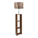 Φωτιστικό δαπέδου Launo Megapap υφασμάτινο Pvc/MDF χρώμα καφέ/καρυδί 38x38x150εκ.
