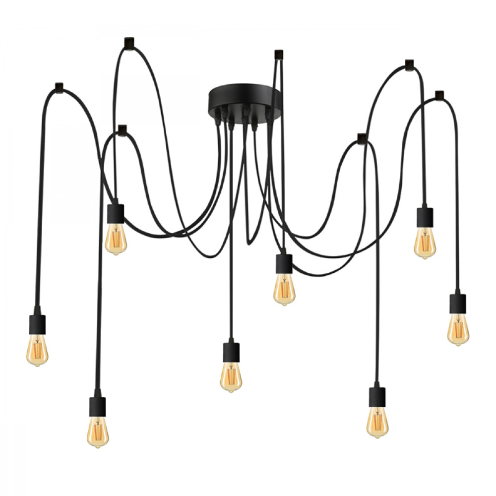 GP029-01191-0 Φωτιστικό οροφής Octopus Megapap E27 οκτάφωτο χρώμα μαύρο 150εκ. - Image 1