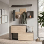 Έπιπλο εισόδου - παπουτσοθήκη Holdon Megapap sapphire oak/ανθρακί 120x36,5x87,5εκ.