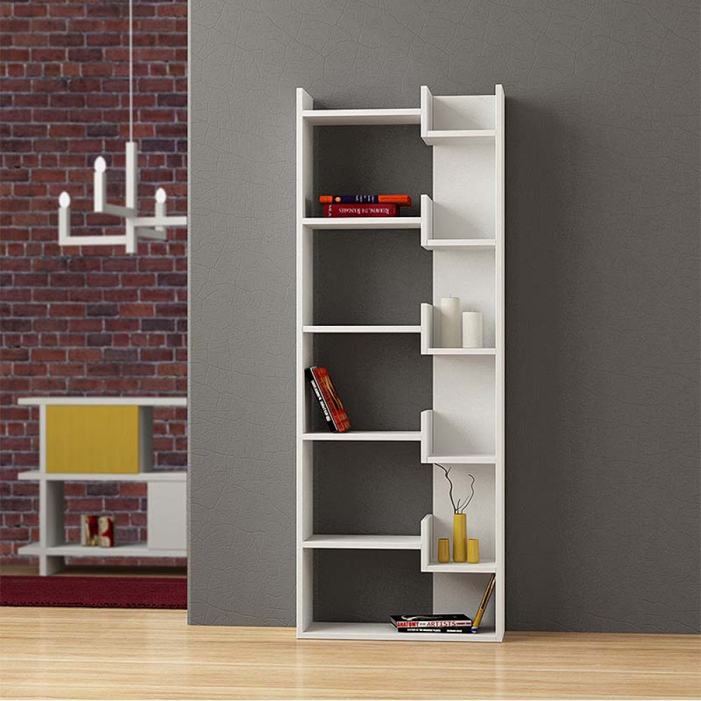 GP037-00365-0 Βιβλιοθήκη Oppa Megapap χρώμα λευκό 60x22x162εκ. - Image 1