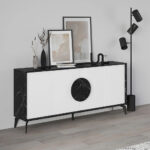 Μπουφές Gora Megapap χρώμα μαύρο εφέ μαρμάρου - λευκό 180x35,6x82εκ.