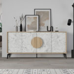 Μπουφές Gora Megapap χρώμα sapphire oak - λευκό εφέ μαρμάρου 180x35,6x82εκ. - Image 2
