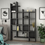 Βιβλιοθήκη Manco Megapap χρώμα ανθρακί 122x25,5x188εκ.