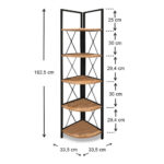 Βιβλιοθήκη γωνιακή Kelsie Megapap χρώμα μαύρο - pine oak 33x33x162εκ. - Image 6