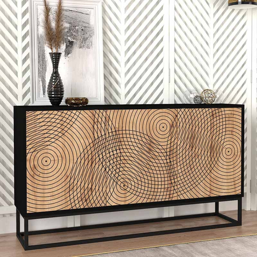 GP042-02251-0 Μπουφές Themis Megapap χρώμα μαύρο - sapphire oak 150x35x83,6εκ. - Image 1