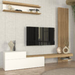 Σύνθεση τηλεόρασης Dumont Megapap χρώμα λευκό - sepet oak 240x36,8x200εκ. - Image 2