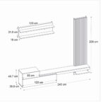Σύνθεση τηλεόρασης Dumont Megapap χρώμα λευκό - sepet oak 240x36,8x200εκ. - Image 5