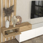 Σύνθεση τηλεόρασης Rosaline Megapap χρώμα λευκό - sepet oak 233x31,3x196,8εκ. - Image 4