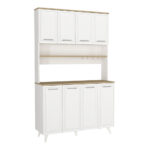Έπιπλο κουζίνας Potter 4 Megapap χρώμα λευκό - rota oak 120x40x196,1εκ. - Image 4