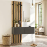 Έπιπλο εισόδου Kanso Megapap χρώμα ανθρακί - sepet oak 100x35x196,7εκ. - Image 3