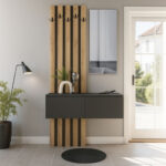 Έπιπλο εισόδου Kanso Megapap χρώμα ανθρακί - sepet oak 100x35x196,7εκ. - Image 4