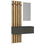Έπιπλο εισόδου Kanso Megapap χρώμα ανθρακί - sepet oak 100x35x196,7εκ. - Image 5