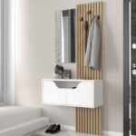 Έπιπλο εισόδου Naro Megapap χρώμα λευκό - sepet oak 90x35x204,2εκ. - Image 2