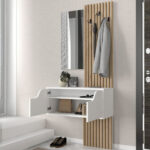 Έπιπλο εισόδου Naro Megapap χρώμα λευκό - sepet oak 90x35x204,2εκ. - Image 3