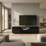 Έπιπλο τηλεόρασης Lumbera Megapap χρώμα sencron black 160x29,5x42εκ. - Image 2