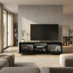 Έπιπλο τηλεόρασης Lumbera Megapap χρώμα sencron black 160x29,5x42εκ. - Image 3