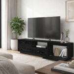 Έπιπλο τηλεόρασης Lumbera Megapap χρώμα sencron black 160x29,5x42εκ. - Image 5