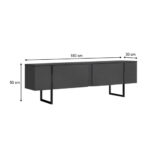 Έπιπλο τηλεόρασης Luxe Megapap χρώμα ανθρακί 180x30x50εκ. - Image 5