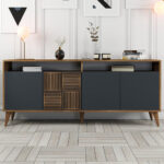Μπουφές Milan Megapap χρώμα καρυδί - ανθρακί 180x35x78,6εκ. - Image 2