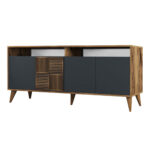 Μπουφές Milan Megapap χρώμα καρυδί - ανθρακί 180x35x78,6εκ. - Image 4