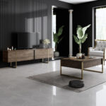 Τραπεζάκι σαλονιού Luxe Megapap χρώμα καρυδί - χρυσό 90x60x40εκ. - Image 3