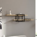 Ραφιέρα τοίχου Mone Megapap χρώμα sapphire oak - μαύρο 120x18x30εκ.