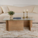 Τραπεζάκι σαλονιού Vetrino Megapap γυάλινο χρώμα honey oak 105x65x40εκ. - Image 2