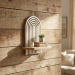 Ραφιέρα τοίχου Artwill Megapap Mdf χρώμα λευκό - oak 26x13x35εκ. - Image 2