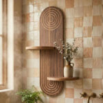 Ραφιέρα τοίχου Artwill Megapap Mdf χρώμα wenge 46x13x70εκ. - Image 2