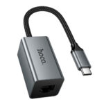 Αντάπτορας  Hoco UA48 USB-C σε RJ45 OTG 10/100Mbps 15cm Γκρι