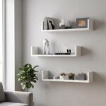 Ραφιέρα τοίχου Dark Megapap 3 τεμαχίων χρώμα λευκό 60x15x12εκ.