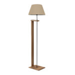 Φωτιστικό δαπέδου Moris Megapap MDF - ύφασμα PVC χρώμα καρυδί - μπεζ Φ38x150εκ.