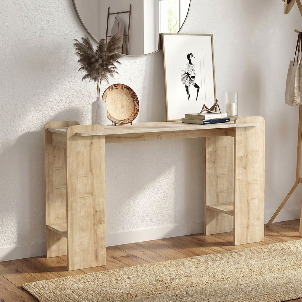 GP042-04081-0 Κονσόλα Mendoza Megapap χρώμα sapphire oak - travertine 130,8x35x76,8εκ. - Image 1