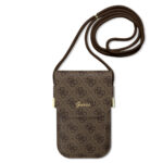 Guess “4G Logo Collection” Script Metal Logo Pouch with cord Τσαντάκι κατάλληλο για smartphone Small / Medium (170x95mm) με κορδονάκι (Brown – GUOWBP4SNSW) - Image 2
